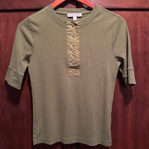 Banana Republic Ribbed Henley in Cedar Olive Green